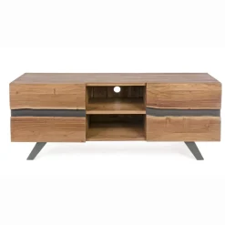Porta Tv 2 ante e 2 vani Aron in legno di acacia disponibile in 2 misure