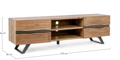 Porta Tv 2 ante e 2 vani Aron in legno di acacia disponibile in 2 misure