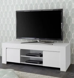 Porta Tv 2 ante linea Clear in Bianco Opaco