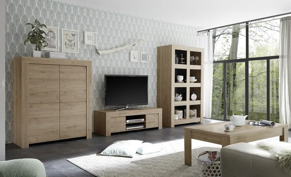 Porta Tv 2 ante linea Clear in Rovere Cadiz