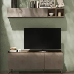 Porta Tv 3 ante linea Oscar in finitura Rovere Mercure e Bronzo