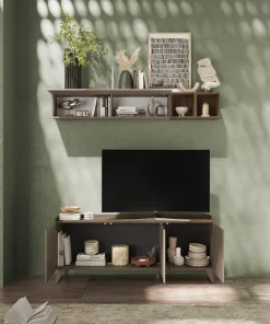Porta Tv 3 ante linea Oscar in finitura Rovere Mercure e Bronzo
