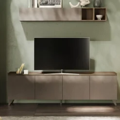 Porta Tv 4 ante linea Oscar in finitura Rovere Mercure e Bronzo