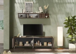Porta Tv 4 ante linea Oscar in finitura Rovere Mercure e Bronzo