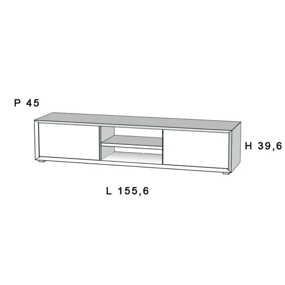 Porta Tv Bianco Opaco e Blu scuro 2 ante e 2 vani a giorno senza maniglia linea Tilt