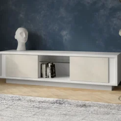 Porta tv bianco opaco e grigio calce 2 ante modello SKYLINE