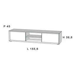 Porta Tv Bianco opaco e Rosso porpora 2 ante e 2 vani a giorno linea Tilt CLASSIC