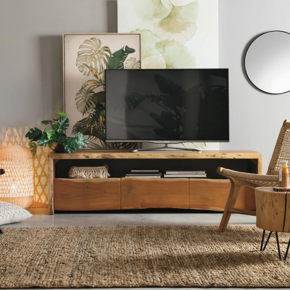 Porta Tv 3 cassetti Eneas in legno di acacia