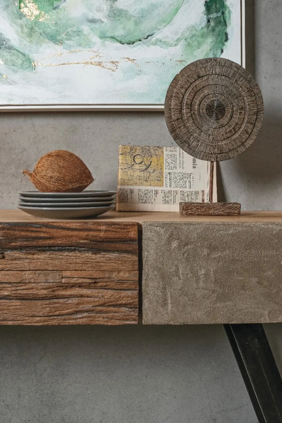Porta Tv 3 cassetti Manchester in legno di mango