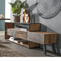 Porta Tv 3 cassetti Manchester in legno di mango