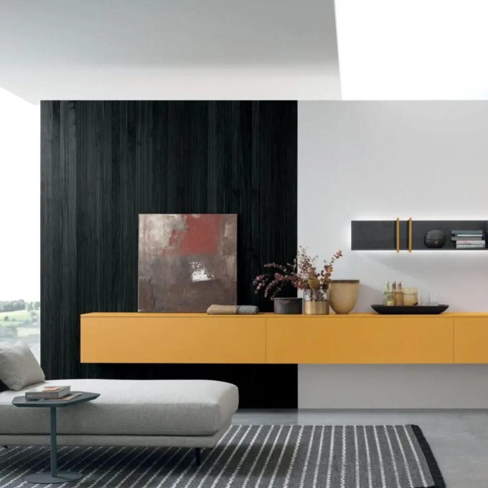 Porta tv componibile sospeso con anta o cassettone disponibile in 6 misure e 30 colori