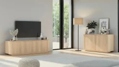 Porta tv curvo moderno a 3 ante in Rovere Lindbergh