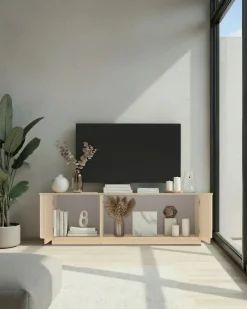 Porta tv curvo moderno a 3 ante in Rovere Lindbergh
