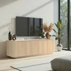 Porta tv curvo moderno a 3 ante in Rovere Lindbergh