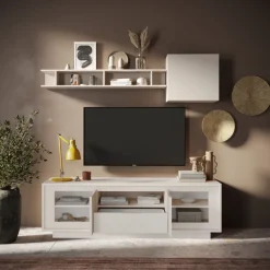 Porta Tv finitura Cashmere 2 ante battenti e 1 cassetto linea Eos