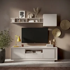 Porta Tv finitura Cashmere 2 ante battenti e 1 cassetto linea Eos