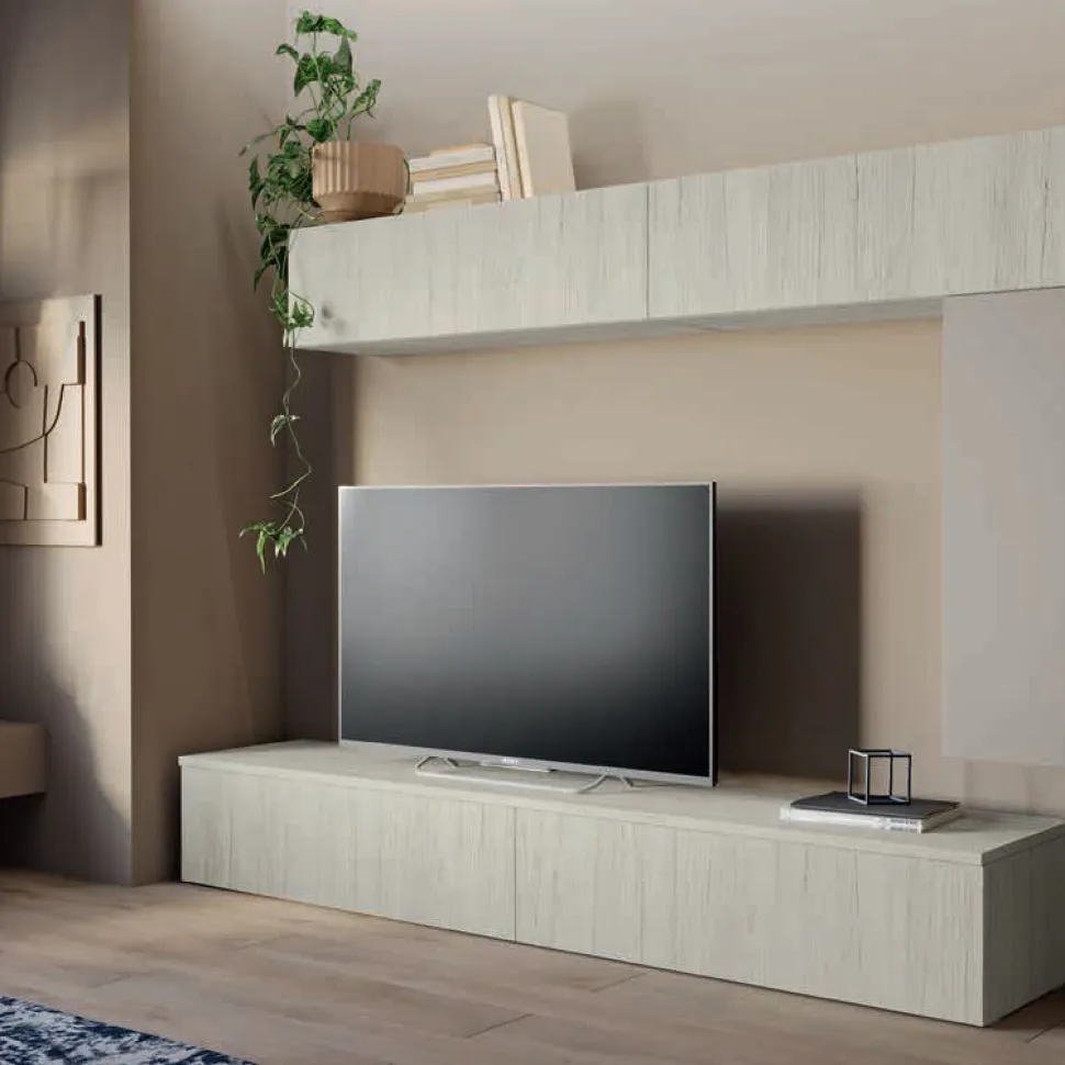 Porta tv Grigio con anta cassettone o ribalta 15 colorazioni