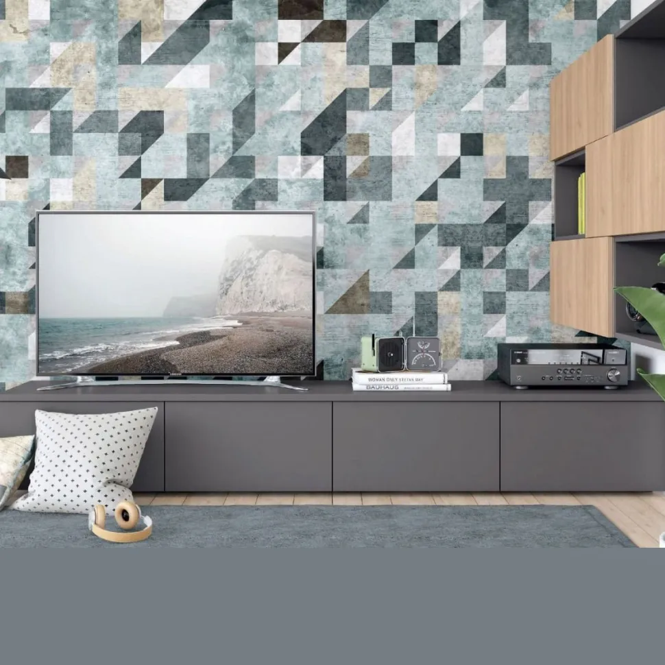 Porta tv Grigio con anta cassettone o ribalta 15 colorazioni