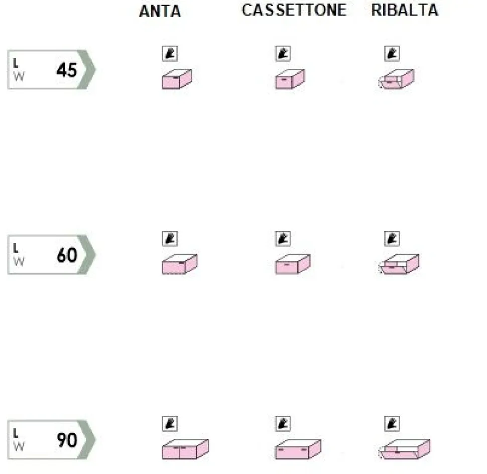 Porta tv Grigio con anta cassettone o ribalta 15 colorazioni