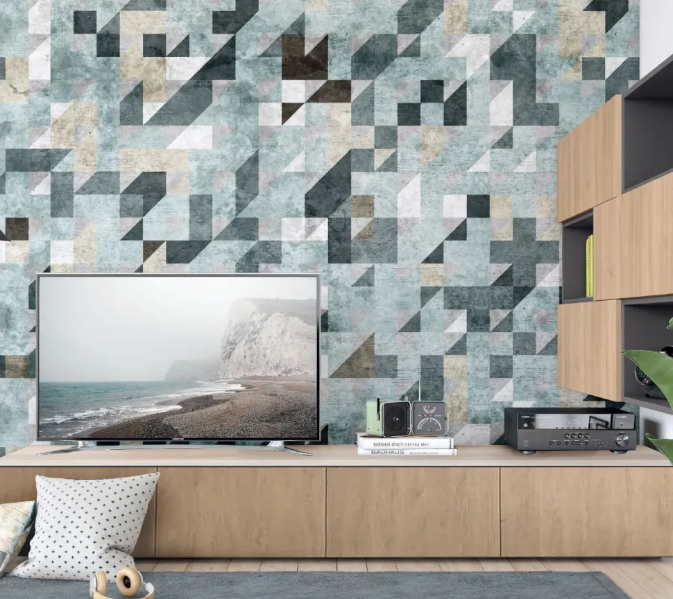 Porta tv Grigio con anta cassettone o ribalta 15 colorazioni