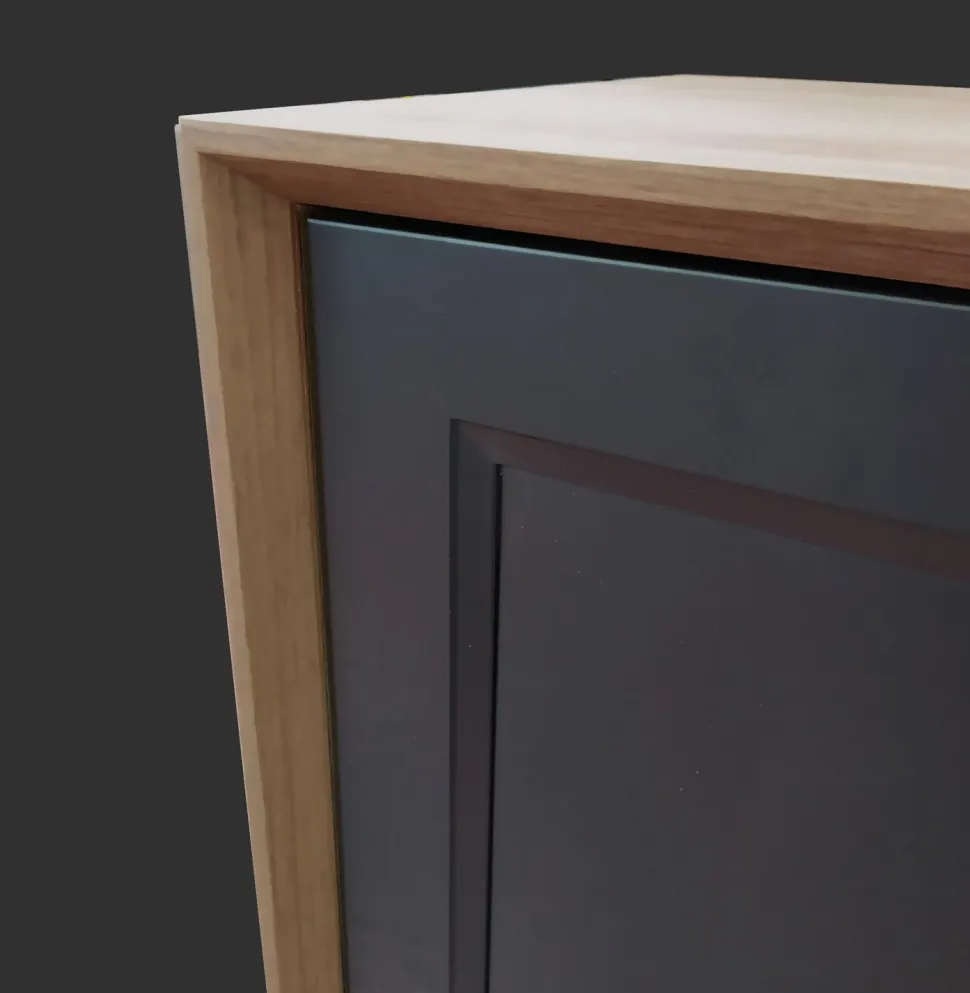 Porta Tv moderno Bianco opaco e Giallo miele 1 anta e 2 vani a giorno linea Tilt CLASSIC