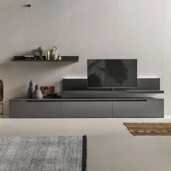 Porta tv moderno 3 cassetti con maniglia a incasso linea Nais disponibile in 2 misure