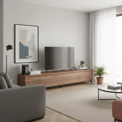 Porta TV moderno con maniglia a gola e piedini personalizzabile in 9 misure e 20 colori