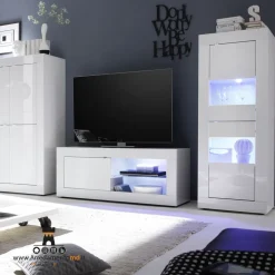 Porta Tv piccolo bianco lucido 1 anta battente linea Basic