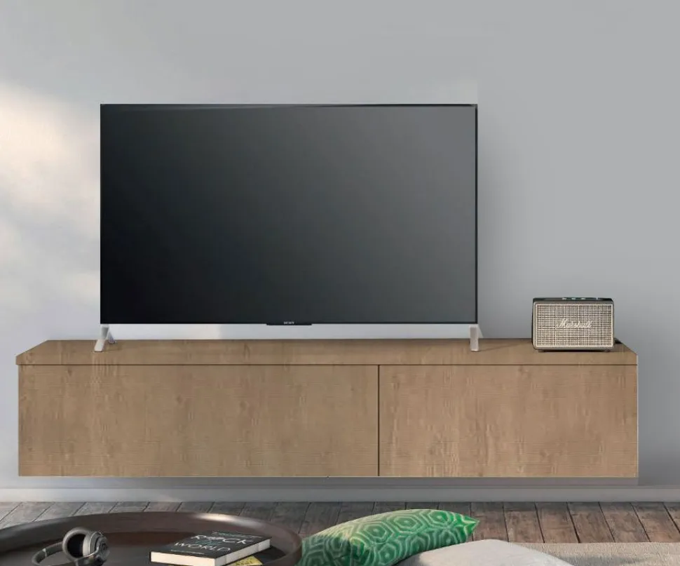 Porta tv sospeso Bianco Opaco con anta cassettone o ribalta 15 colorazioni