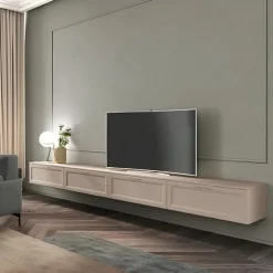 Porta tv sospeso componibile con ante a telaio in 6 colorazioni e 11 larghezze Linea Motivi