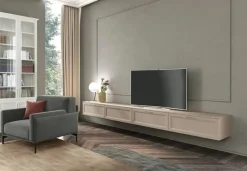 Porta tv sospeso componibile con ante a telaio in 6 colorazioni e 11 larghezze Linea Motivi