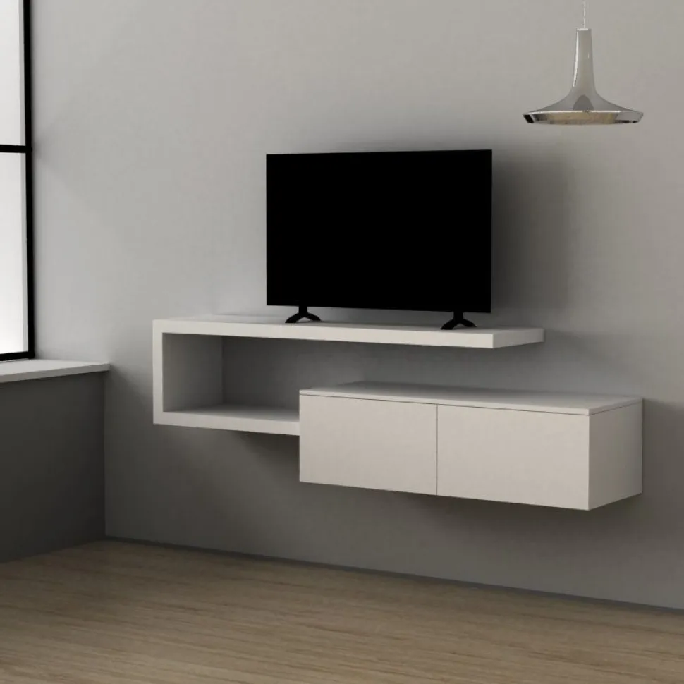 Porta tv sospeso con panca tv pensili P45cm