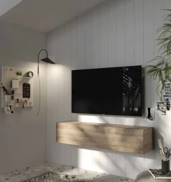 Porta Tv sospeso Rovere con 1 anta a ribalta disponibile in 9 colori