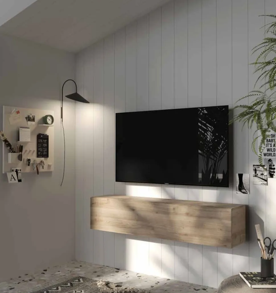 Porta Tv sospeso Rovere con 1 anta a ribalta disponibile in 9 colori
