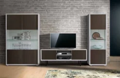 Porta Tv Verde e Bianco Opaco 1 anta e 2 vani a giorno senza maniglia linea Tilt