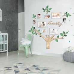 Quadro da parete in legno con portafoto inclusi, albero della vita Family