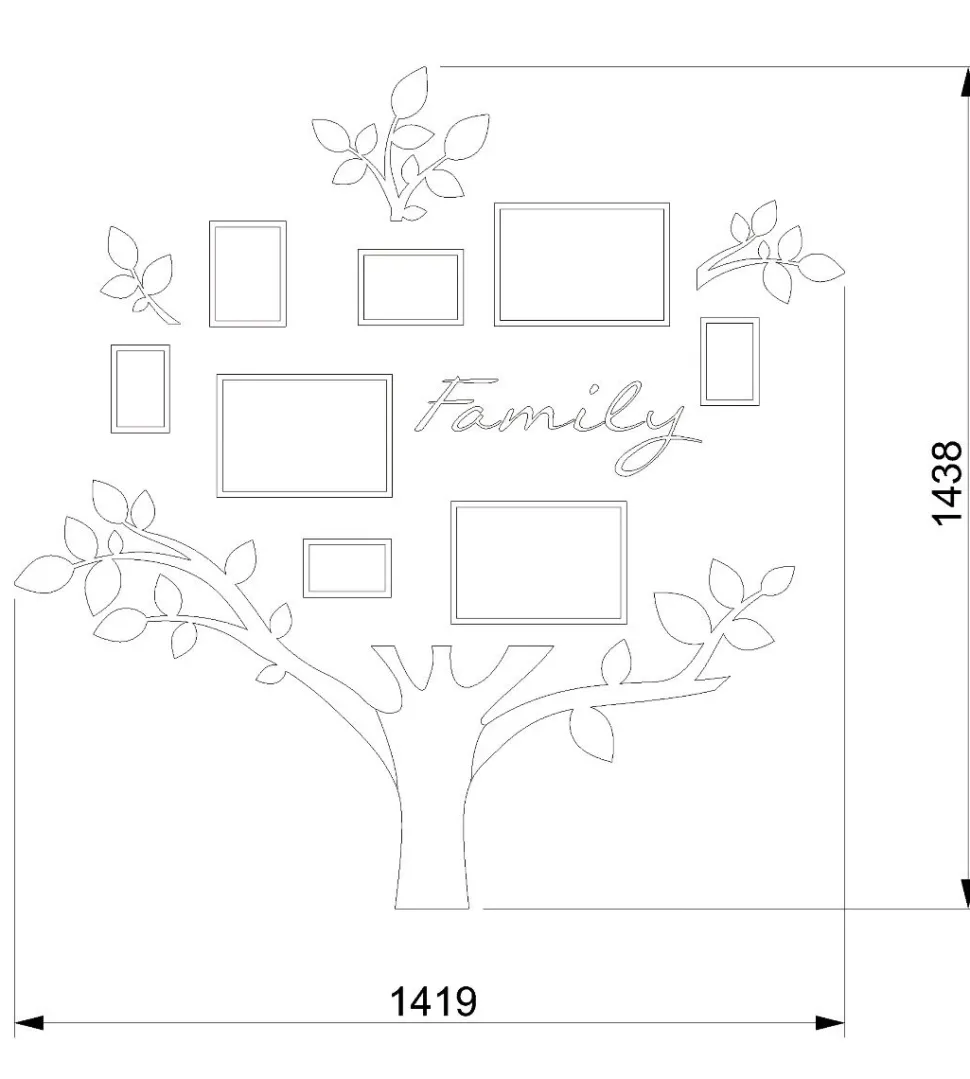 Quadro foto di Famiglia ALBERO della vita legno sbiancato
