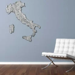 Quadro mappa Italia in legno colore legno sbiancato
