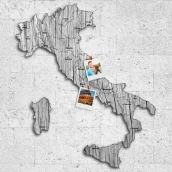 Quadro mappa Italia in legno colore legno sbiancato