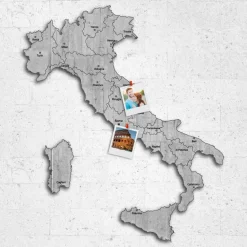 Quadro mappa Italia in legno colore cemento