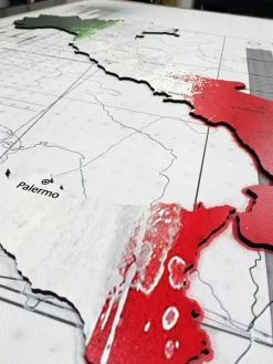 Quadro mappa Italia in legno colorato bandiera