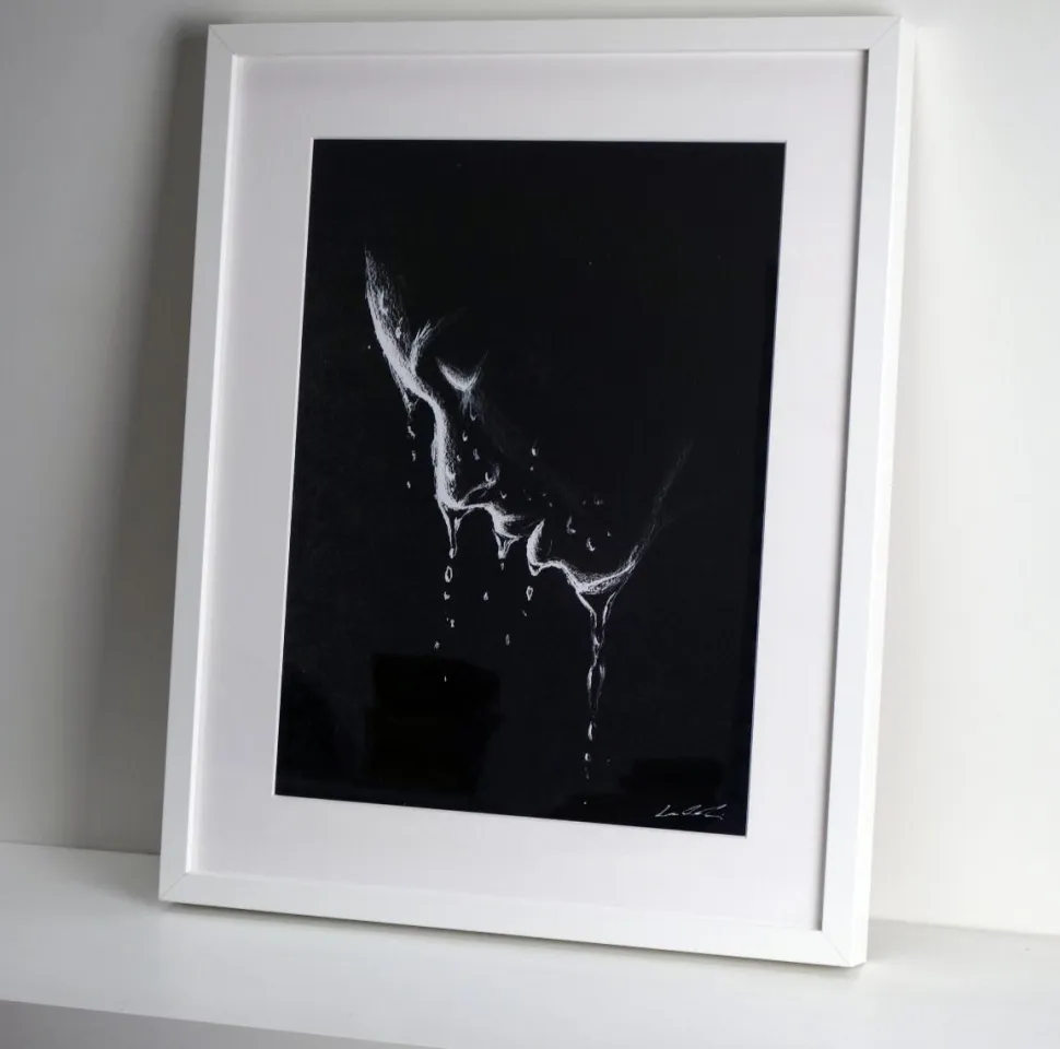 Quadro su cornice in legno, Acqua e Volto di Leonardo Criolani