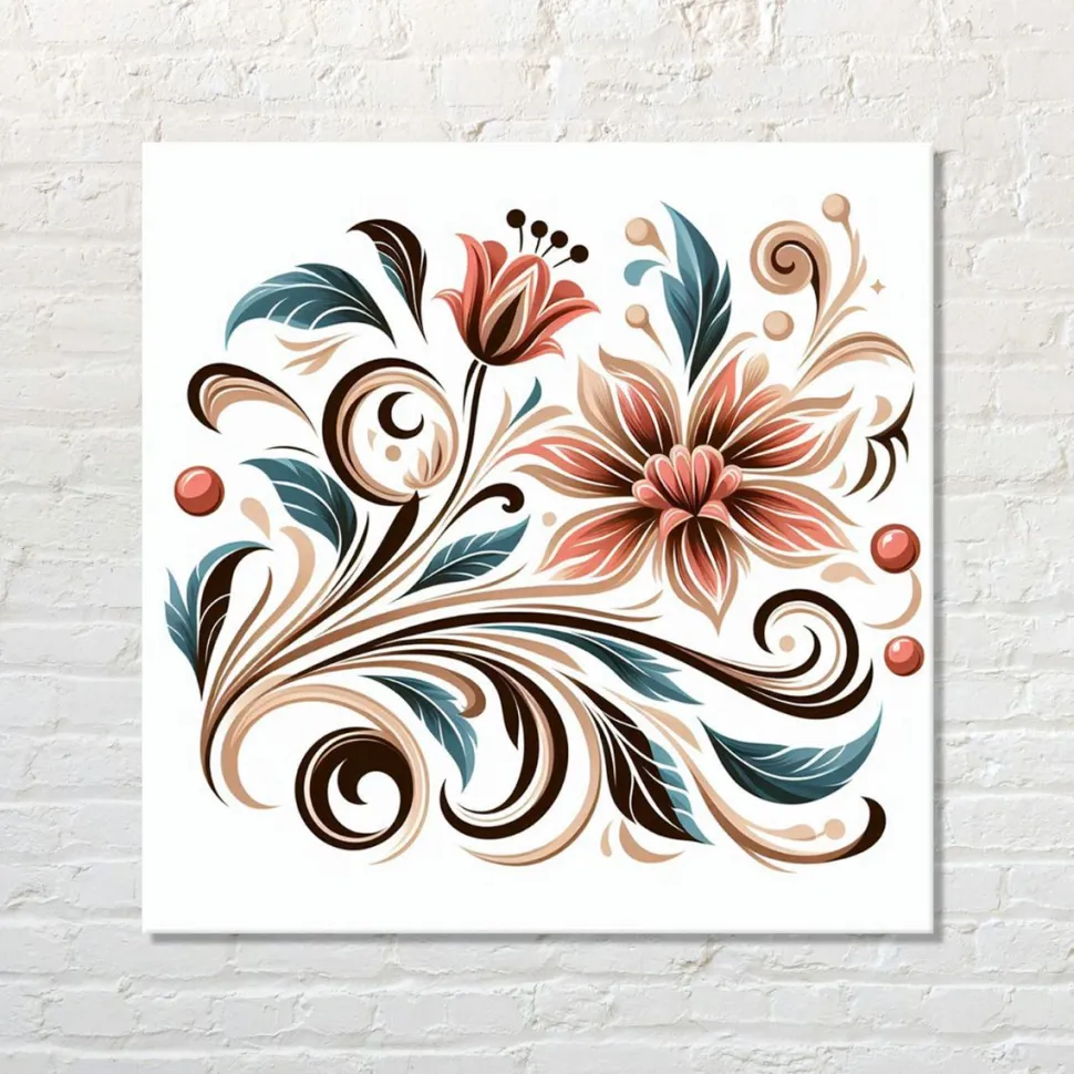 Quadro su pannello in Dibond Floreale stilizzato a colori