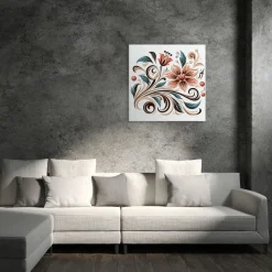 Quadro su pannello in Dibond Floreale stilizzato a colori