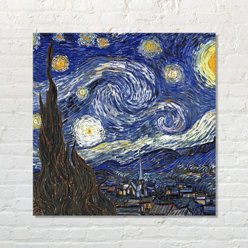 Quadro su pannello in Dibond Notte stellata van gogh
