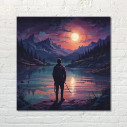 Quadro su pannello in Dibond Notte con luna