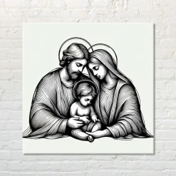 Quadro su pannello in Dibond Ritratto Sacra Famiglia