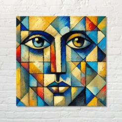 Quadro su pannello in Dibond Ritratto astratto colorato
