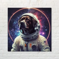 Quadro su pannello in Dibond Space Dog