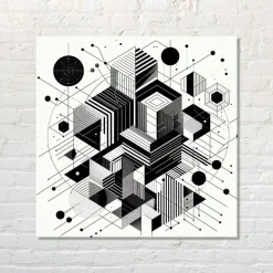 Quadro su pannello in Dibond Stilizzato bianco e nero